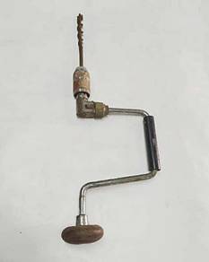 Antique Manual hand drill wooden handle hand crank
