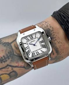 Custom Seiko Mod 38mm White Santos on Leather Stra