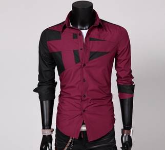 DARK RED MAROON SHiRT KEMEJA MERAH FREE POSTAGE