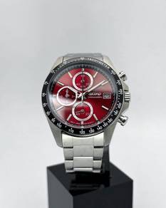 Custom Seiko Mod 39mm VK67 Red Mecha-Quartz Chrono