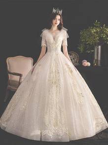 Cream glitter wedding bridal dress gown RB2007