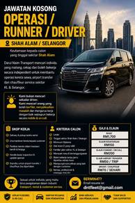 Jawatan Kosong – Operasi / Runner / Driver