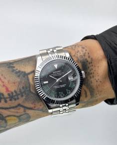 Custom Seiko Mod 41mm Black Wimbledon DateJust