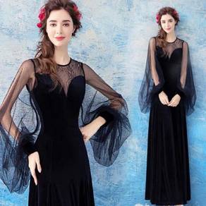 Black long sleeve prom wedding dress gown RBP0818