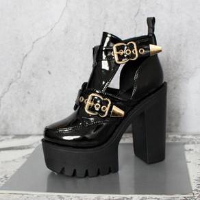 Black high platform heels punk party boots RBH0324