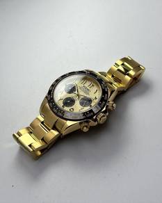 Custom Seiko Mod 39.5mm Gold Black Arabic Daytona