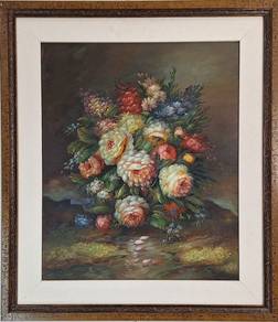 Vintage Floral Oil Painting – Romantic Bouquet Sti