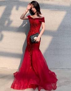 Red mermaid wedding prom dress gown RBP1099