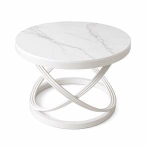 Modern Round Marble Coffee Table – White 60cm