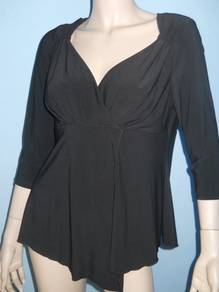 T052 Black Elegant Sleeves Top T-Shirt L