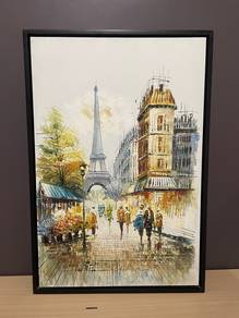Large Eiffel Tower Canvas Painting with Frame