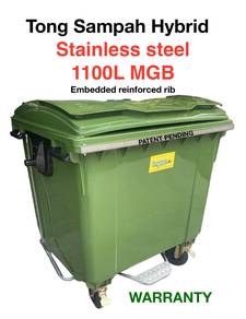 660L 1100L tong sampah hybrid stainless steel besi