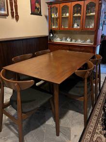 Solid Wood Dining Table Set with 6 Chairs