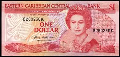Eastern Caribbean 1 Dollar 1985 - 88  Pick P17k