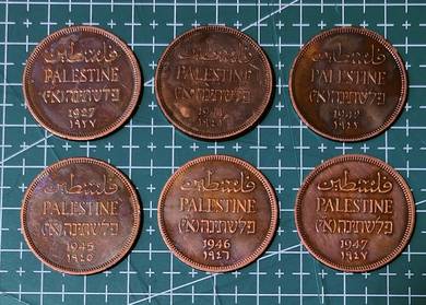 Set 6 pcs Palestine Coins Various Year
