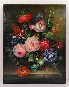 Vintage Floral Oil Painting on Hardboard 4