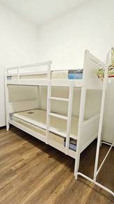 White Double Decker Bed and Mattress