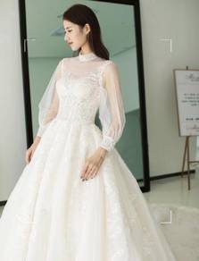 White long sleeve wedding bridal dress gown RB1833