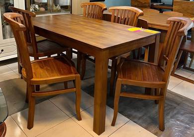 1+6 solid teak wood dining set display clearance