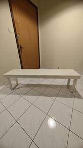 White Wooden Bench with Metal Legs