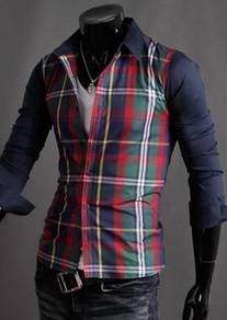 NEW BLUE RED GREEN PLAID SHiRT KEMEJA FREE POSTAGE