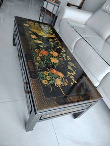Vintage Chinese Lacquer Coffee Table with Peacock 