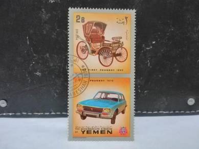 1970 Yemen Stamp Peugeot Cars