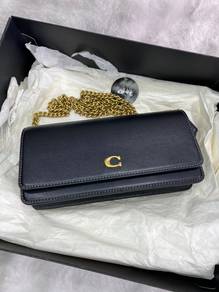 Authentic Coach Evie 21 Black Long WOC Bag NEW