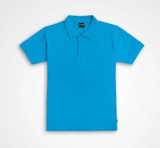 T-shirt plain polo short sleeve turquoise blue