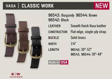 Red Wing Vasa Leather Belt 96543 1.25Inch Burgundy