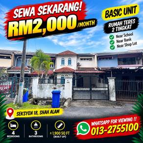 2-storey Terraced House For Rent in Shah Alam,SGR