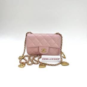 99% New Chanel 22B Heart Charm Chain Pink Mini