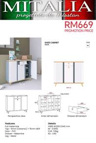 Quality 1.2m Shoe Cabinet | Kabinet Kasut 1.2m