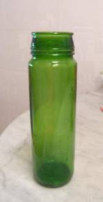 Green Glass Bottle - 10 inches Tall
