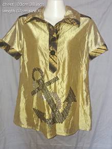 Plus Size XL Anchor-Shaped Sequined Fashion Top 