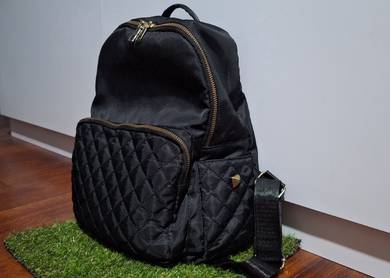 Padded Backpack with Diamond Stitched Pattern