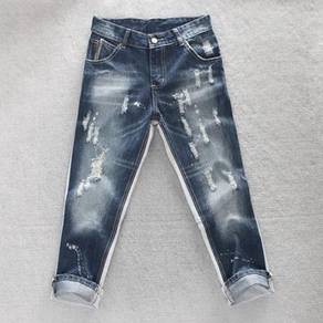 PWA009 Mixed Denim Track Jeans Slim-Fit 3/4 Pants