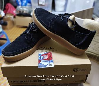 Clarks Oakpark Lace Black Suede Shoe