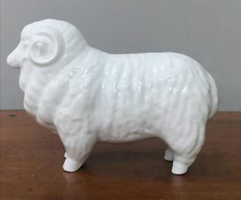 White ceramic sheep statue