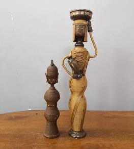 Wood wicker lady candle holder 2