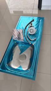 Sinki Dapur Stainless Steel + Basin Tap