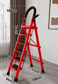 Heavy-Duty 6-Step Folding Ladder – Red & Black