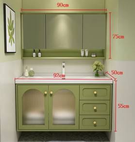 Green Toilet Cabinet Hijau Mirror Cermin Tandas
