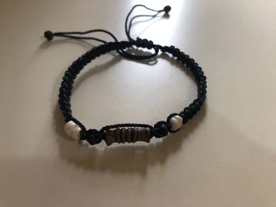 Handmade Braided Bracelet with Wooden Beads