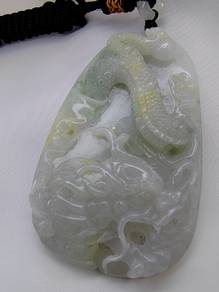 Ice Multi Color Burma Jadeite Jade Dragon Pendant