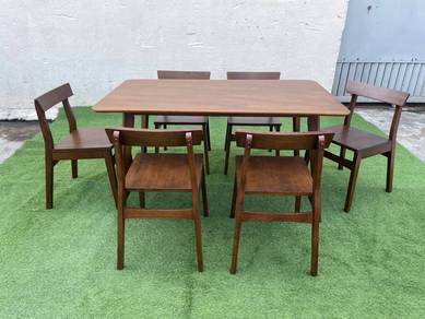 TM47W2P Meja Makan Kayu 4.5' Wood Dining Table 1+6