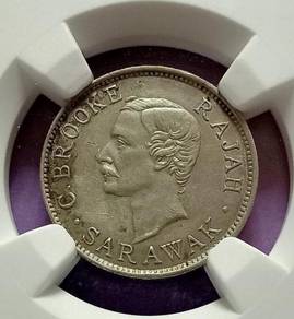 1911-H Sarawak 10 cents NGC - AU detail