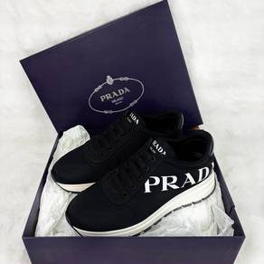 Prada Black Nylon Chunky Sneakers with White Logo