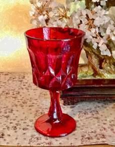 Vintage Ruby Red Glass Goblet