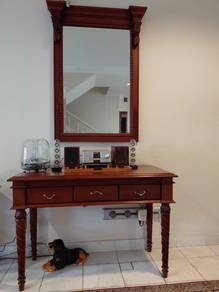 Custom-made Carved Teak Console & Mirror